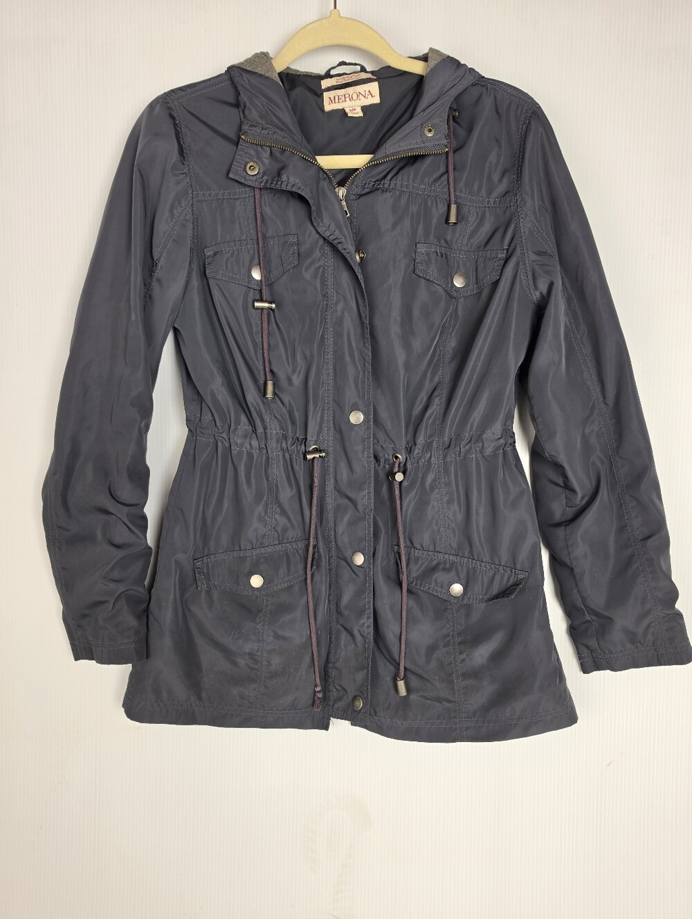 Merona Navy Hooded Utility Anorak with Drawstring Waist